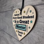 Thank You Gift For MENTOR Wood Heart Teacher Friendship Gift