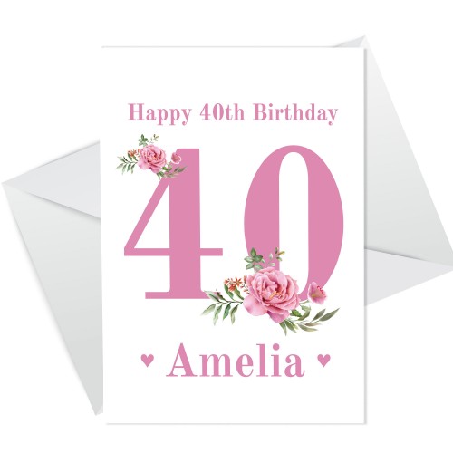 Personalised 40th Birthday Card Auntie Mum Sister Granddaughter