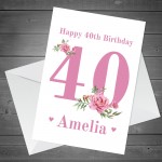 Personalised 40th Birthday Card Auntie Mum Sister Granddaughter