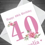 Personalised 40th Birthday Card Auntie Mum Sister Granddaughter