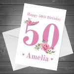 Personalised 50th Birthday Card Auntie Mum Sister Granddaughter