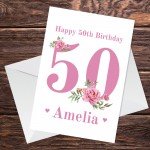 Personalised 50th Birthday Card Auntie Mum Sister Granddaughter