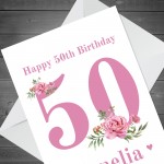 Personalised 50th Birthday Card Auntie Mum Sister Granddaughter