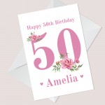 Personalised 50th Birthday Card Auntie Mum Sister Granddaughter