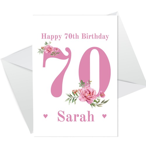 Personalised 70th Birthday Card Daughter Mum Sister Friend Niece