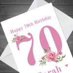 Personalised 70th Birthday Card Daughter Mum Sister Friend Niece