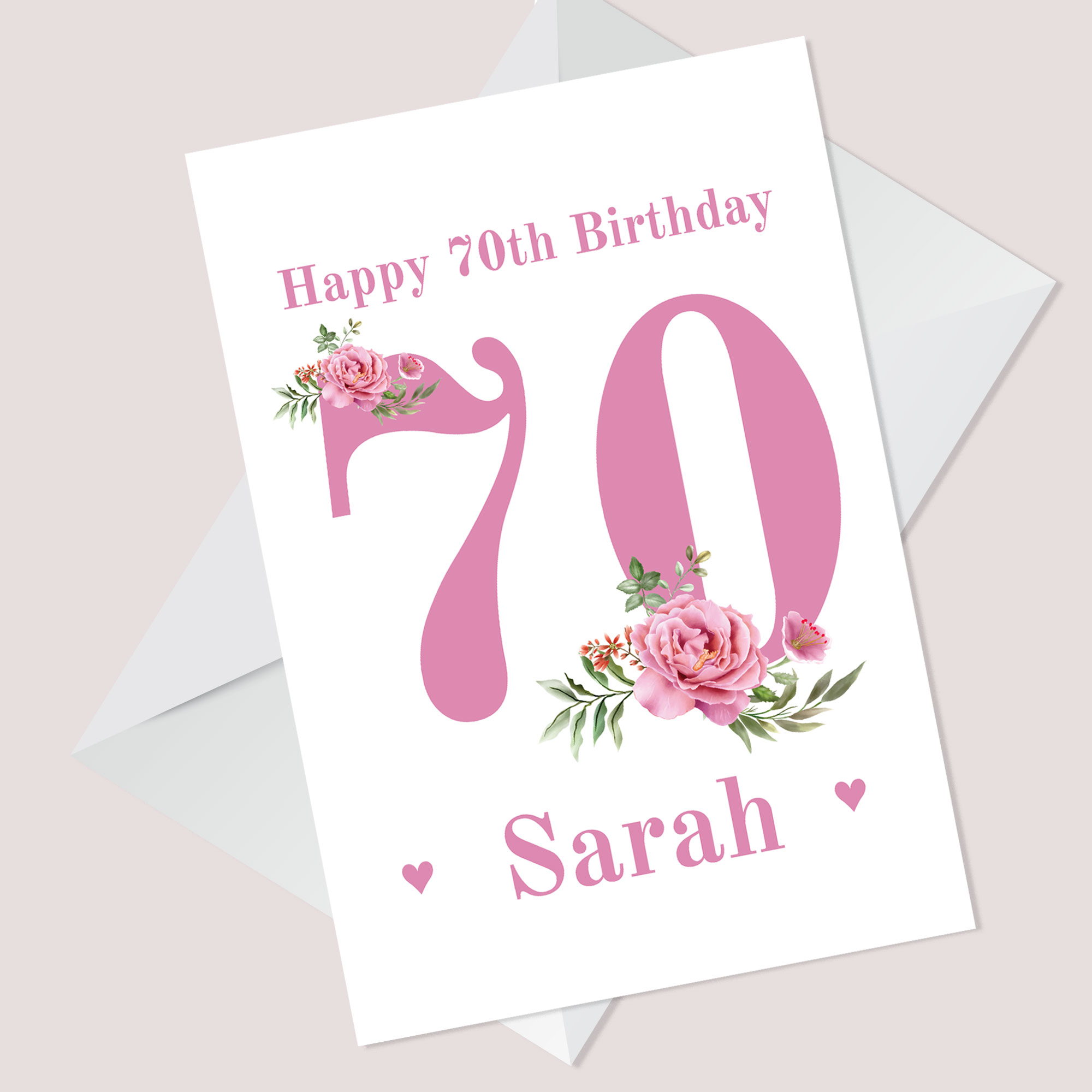 Personalised 70th Birthday Card Daughter Mum Sister Friend Niece