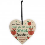 Thank You Teacher Gift Heart Hanging Sign Personalised Friend