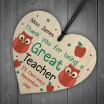 Thank You Teacher Gift Heart Hanging Sign Personalised Friend