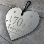 70th Birthday Gift For Mum Sister Auntie Nan Engraved Heart