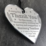 THANK YOU Gift For Nursery Teacher Hanging Acrylic Heart Leaving