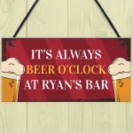 Personalised Beer O Clock Novelty Home Bar Man Cave Sign Beer