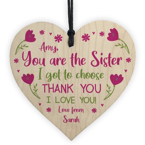 Sister Gift Plaque Wood Heart Thank You Best Friend Plaque