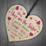 Sister Gift Plaque Wood Heart Thank You Best Friend Plaque