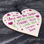 Sister Gift Plaque Wood Heart Thank You Best Friend Plaque