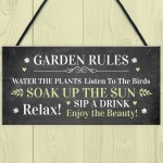 Garden Rules Sign For Garden Summerhouse Hanging Plaque