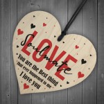 Soulmate Gift For Husband Wife Wooden Heart Anniversary Gift