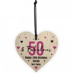 50 And Fabulous Gift Wood Heart Personalised 50th Birthday Gift