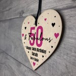 50 And Fabulous Gift Wood Heart Personalised 50th Birthday Gift