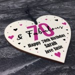 70 And Fabulous Gift Wood Heart Personalised 70th Birthday Gift