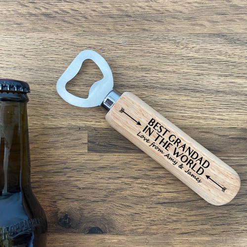 Personalised Best Grandad Wood Bottle Opener Birthday Christmas