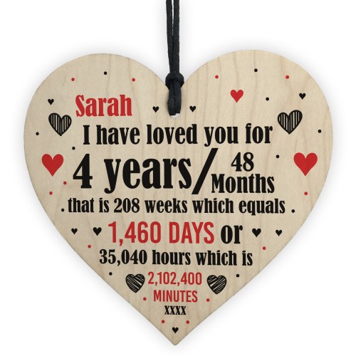 4th Anniversary Gift Wood Heart Wedding Funny Husband Wife Gift