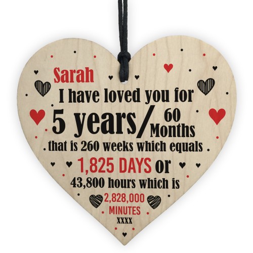 5th Anniversary Gift Personalised Heart Wedding Husband Wife