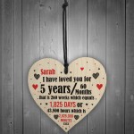 5th Anniversary Gift Personalised Heart Wedding Husband Wife