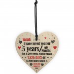 5th Anniversary Gift Personalised Heart Wedding Husband Wife