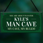 Man Cave Personalised Hanging Sign Home Bar Garage Office Sign