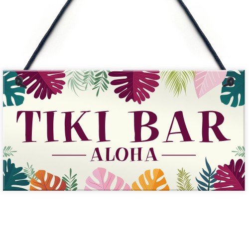 Tiki Bar Aloha Hanging Garden Sign Home Bar Plaque Alcohol Gift