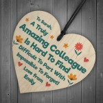 Personalised Gift For Colleague Wood Heart Leaving Co Worker