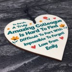 Personalised Gift For Colleague Wood Heart Leaving Co Worker