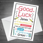 Personalised 1ST FIRST DAY AT SCHOOL Card Good Luck Card