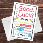 Personalised 1ST FIRST DAY AT SCHOOL Card Good Luck Card