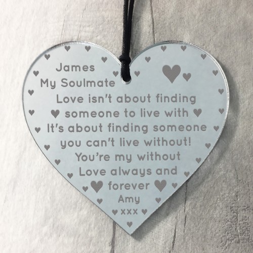 Soulmate Gifts Personalised Acrylic Heart Anniversary Husband