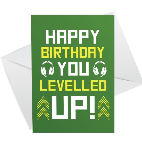 Funny Birthday Card For Brother Son Levelled Up Gaming Theme