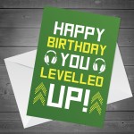 Funny Birthday Card For Brother Son Levelled Up Gaming Theme