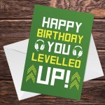 Funny Birthday Card For Brother Son Levelled Up Gaming Theme