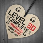 30th Birthday Gamer Gift Wooden Heart Novelty 30th Birthday Gift