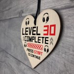 30th Birthday Gamer Gift Wooden Heart Novelty 30th Birthday Gift