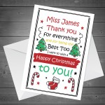 Christmas Card For Teacher Personalised Thank You Card Nursery