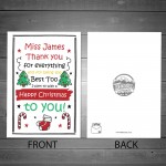 Christmas Card For Teacher Personalised Thank You Card Nursery