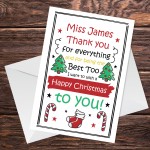 Christmas Card For Teacher Personalised Thank You Card Nursery