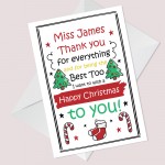 Christmas Card For Teacher Personalised Thank You Card Nursery