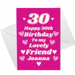 Personalised Birthday Card For Bestie Best Friend 30th Birthday