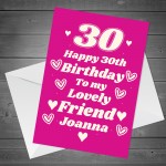 Personalised Birthday Card For Bestie Best Friend 30th Birthday