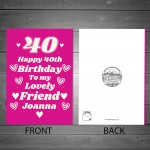 Personalised Birthday Card For Bestie Best Friend 40th Birthday