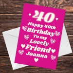 Personalised Birthday Card For Bestie Best Friend 40th Birthday