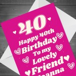 Personalised Birthday Card For Bestie Best Friend 40th Birthday